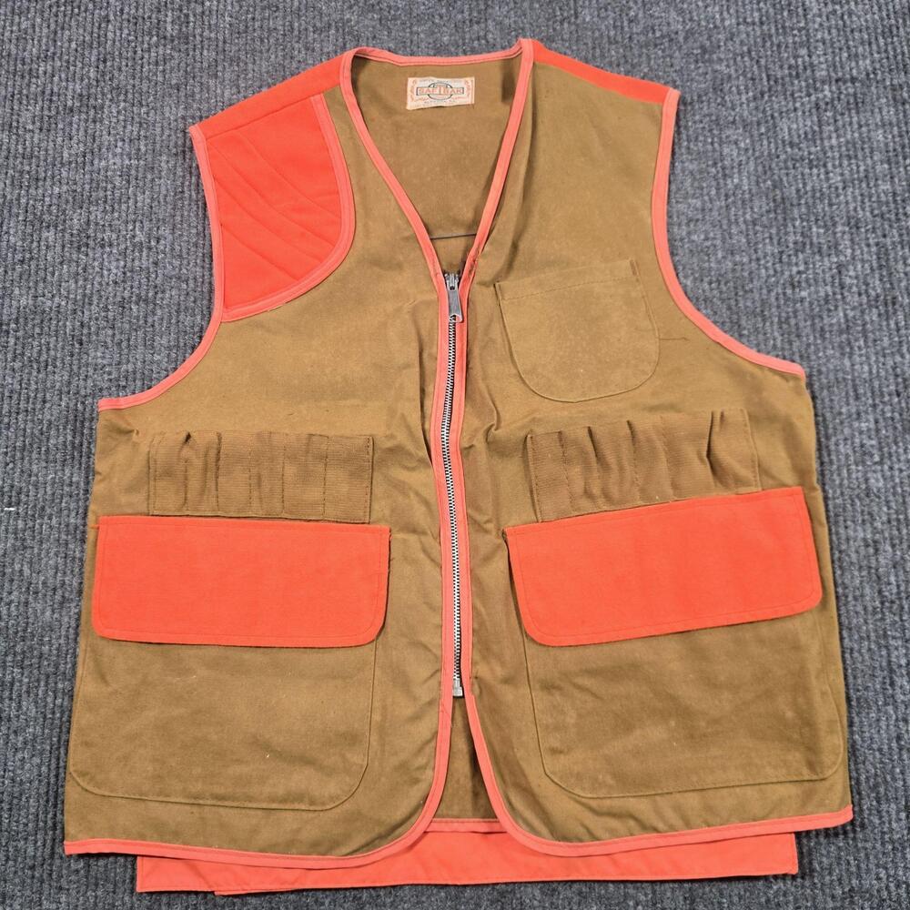 Vintage Saftbak Vest Mens Large Orange Canvas Quilted Hunting Game Pouch